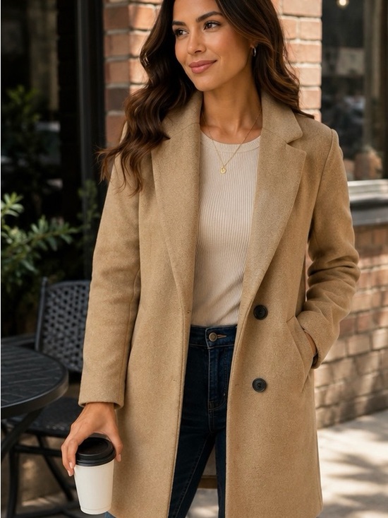 Marc New York Jackets & Blazers - Marc New York Camel Single-Breasted Wool-Blend Trench Coat